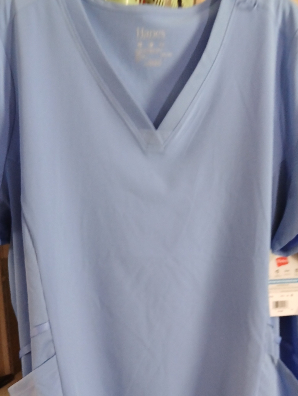 Hanes Light Blue V-Neck Comfort Fit Short Sleeve Scrub Top New 3xl